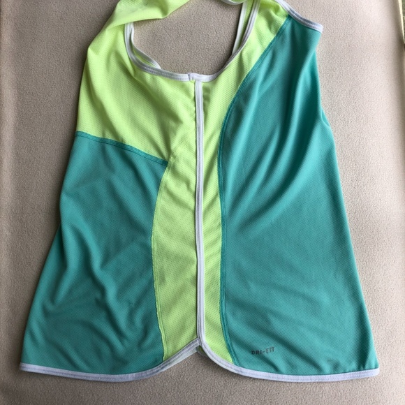 Nike Womens' Light Lime Green and Turquoise Dri-FIT Tank Top - Picture 8 of 15